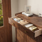 Fluted Solid Wood Shoe Cabinet with Drawers & Open Shelf