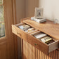 Fluted Solid Wood Shoe Cabinet with Drawers & Open Shelf