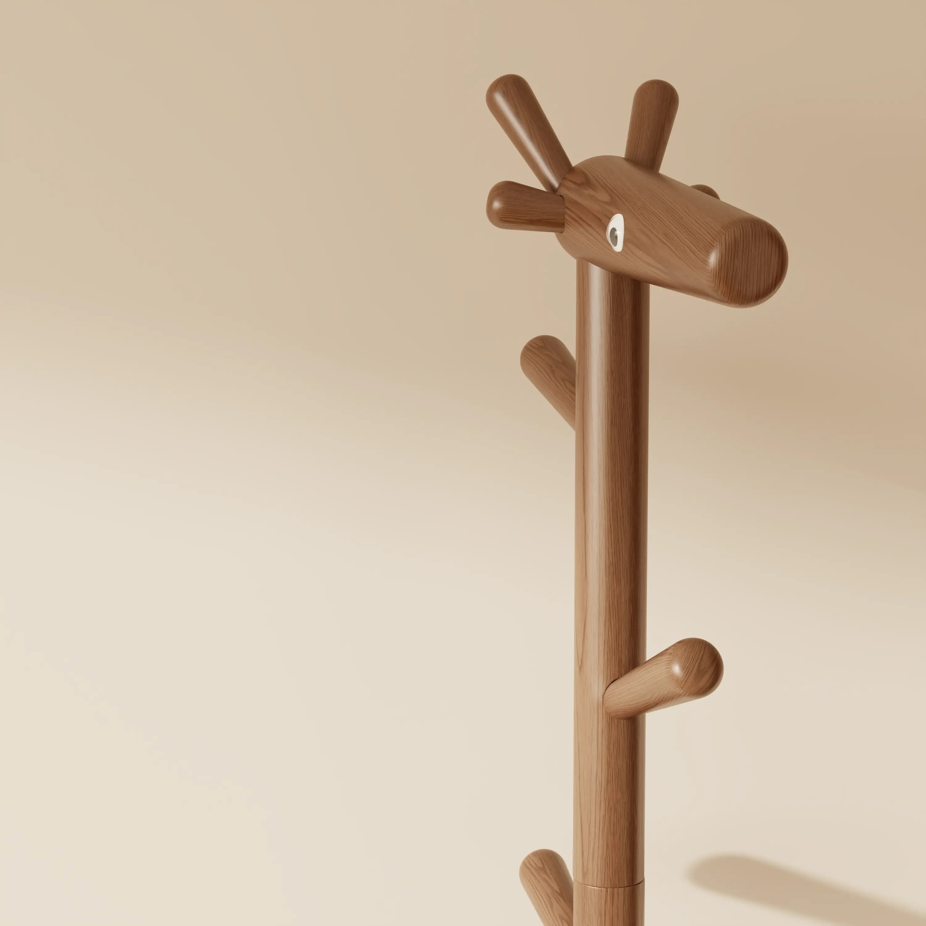 Giraffe Solid Wood Coat Rack & Shoe Bench with Cushion - iKaslandi