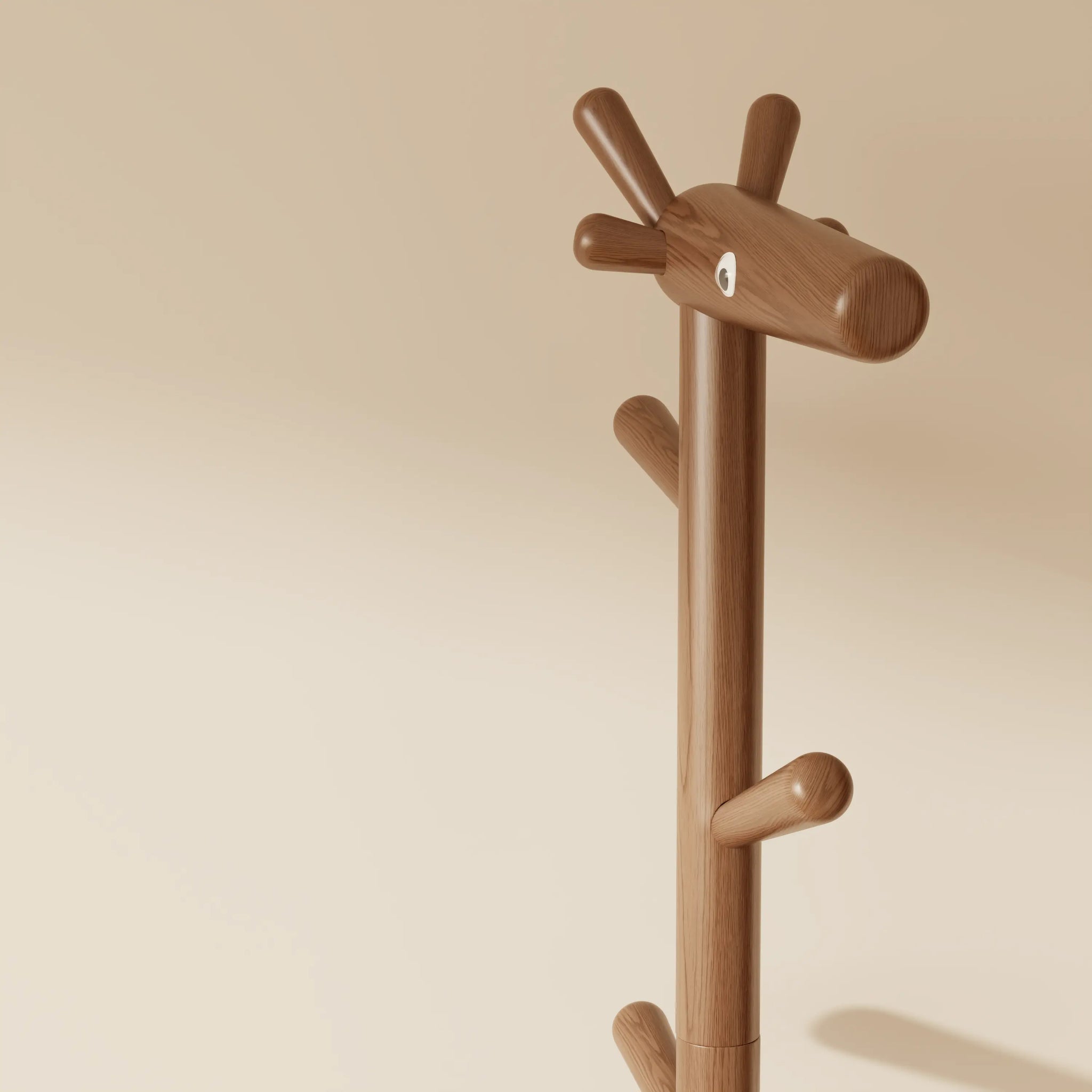 Giraffe Solid Wood Coat Rack & Shoe Bench with Cushion - iKaslandi