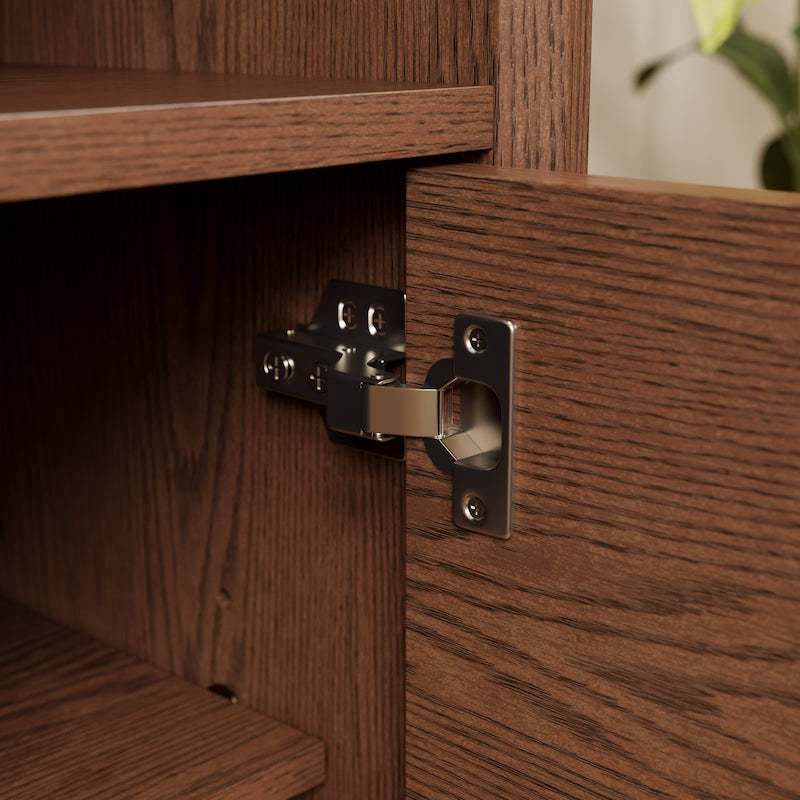 Solid Wood Nightstand with 2 Drawers & Open Shelf