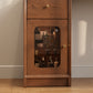 Solid Wood Vanity Desk with LED Round Mirror & Side Storage Cabinet