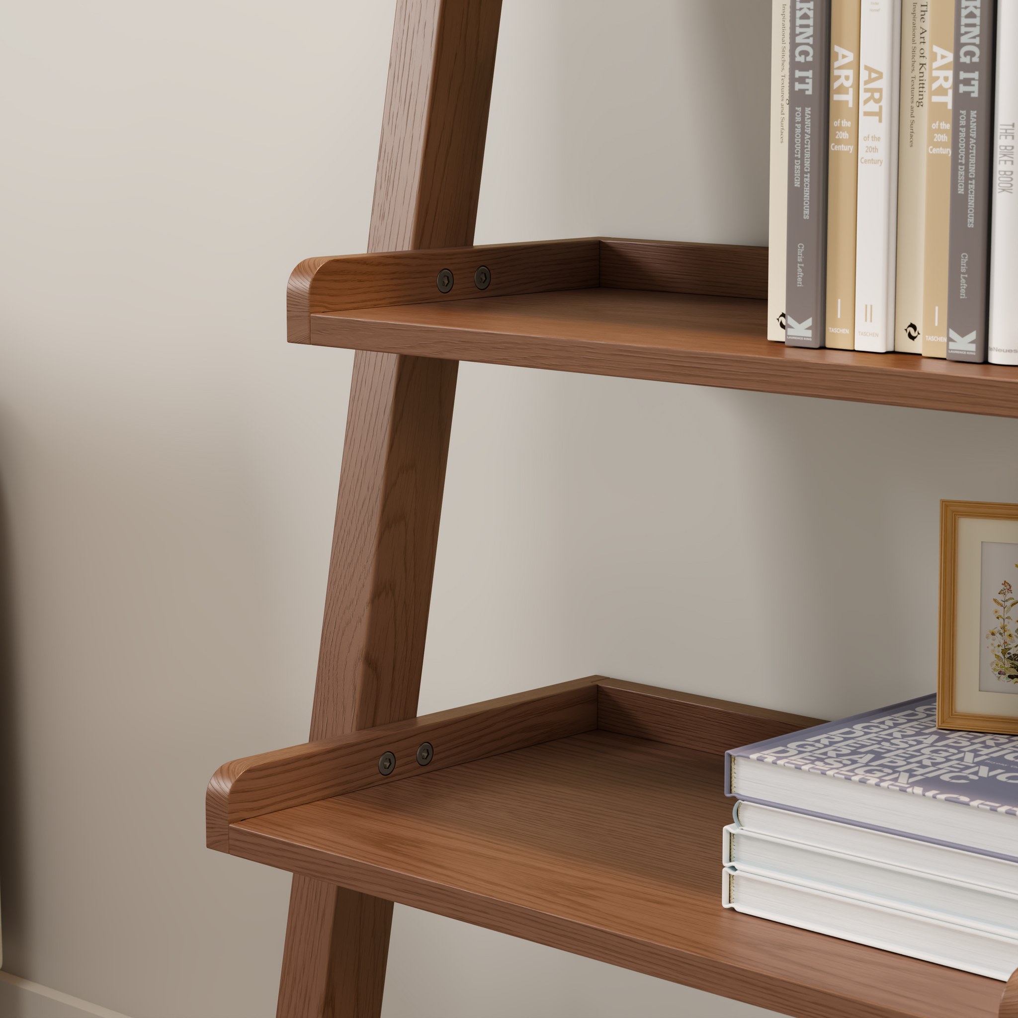 5-Tier Wooden Ladder Shelf – Modern Space-Saving Bookcase