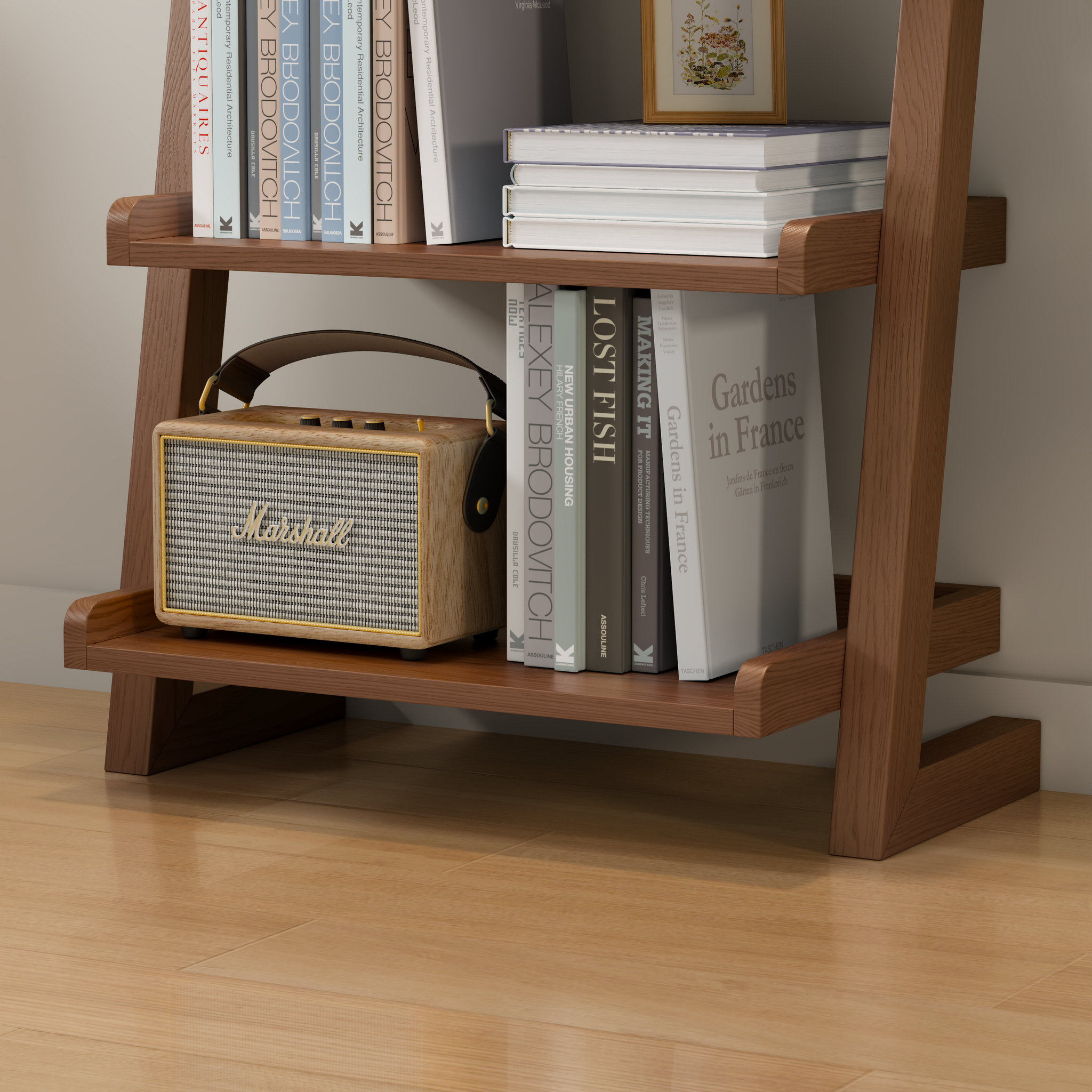 5-Tier Wooden Ladder Shelf – Modern Space-Saving Bookcase