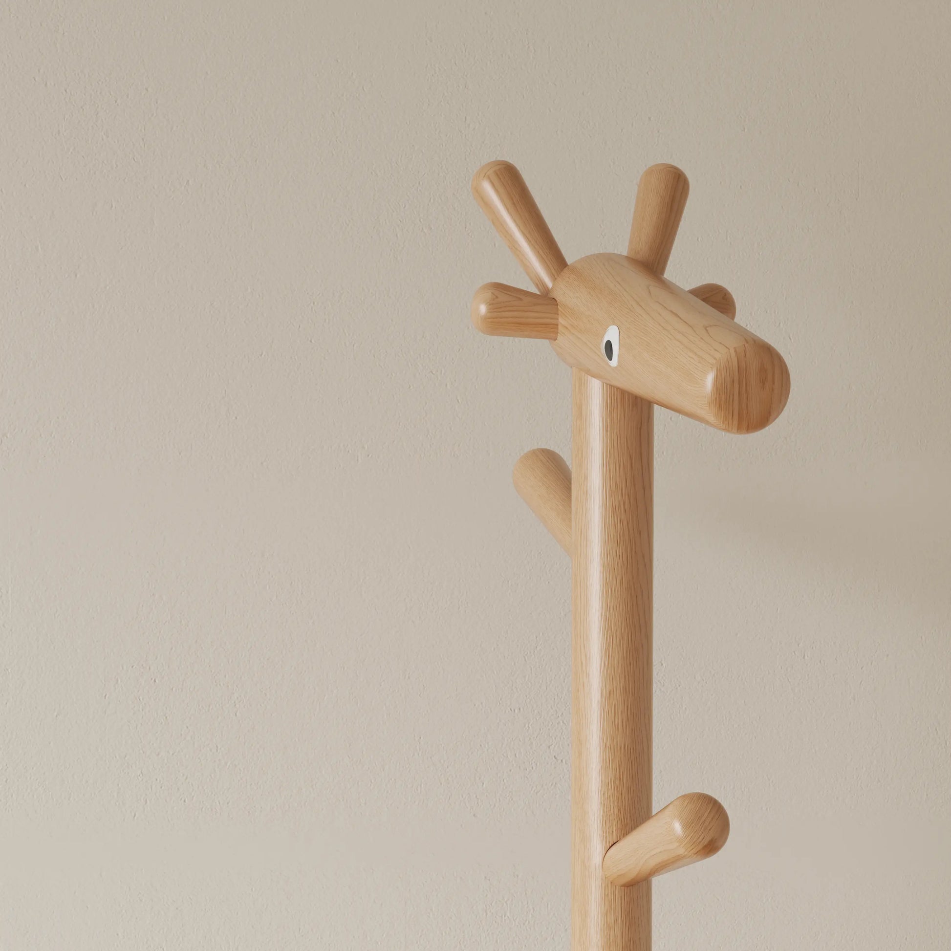 Giraffe Solid Wood Coat Rack & Shoe Bench with Cushion - iKaslandi