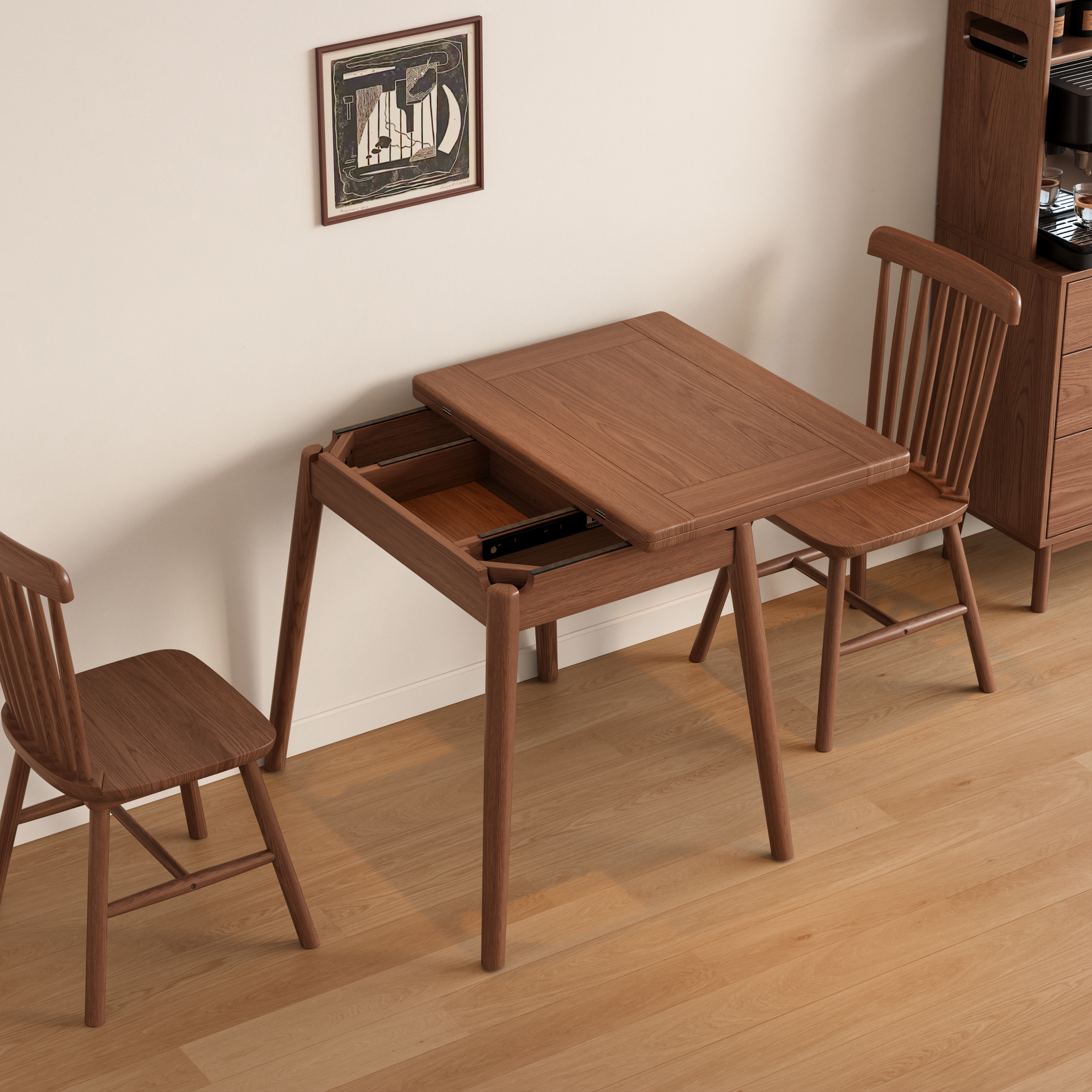 Expandable Solid Wood Dining Table for