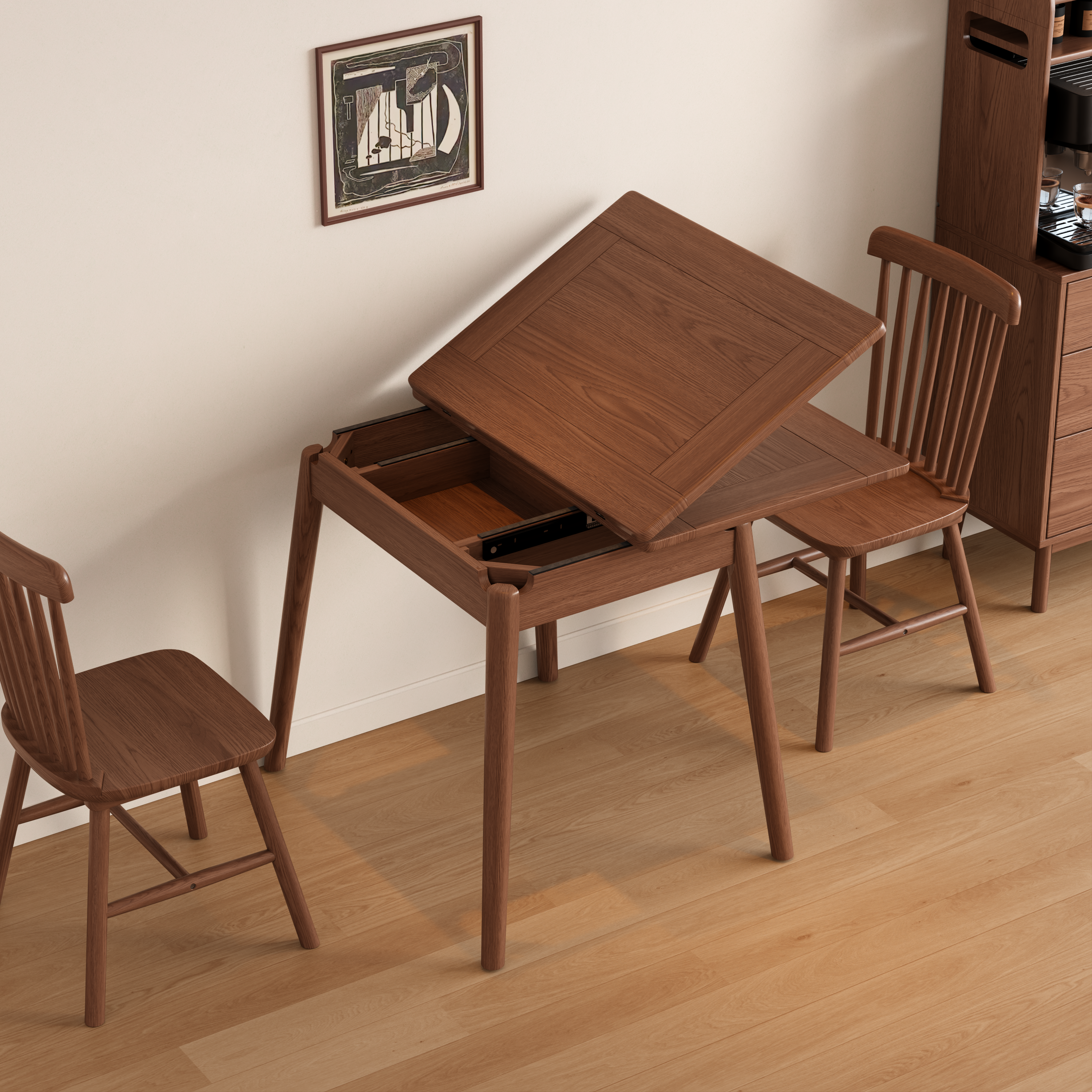 Expandable Solid Wood Dining Table for