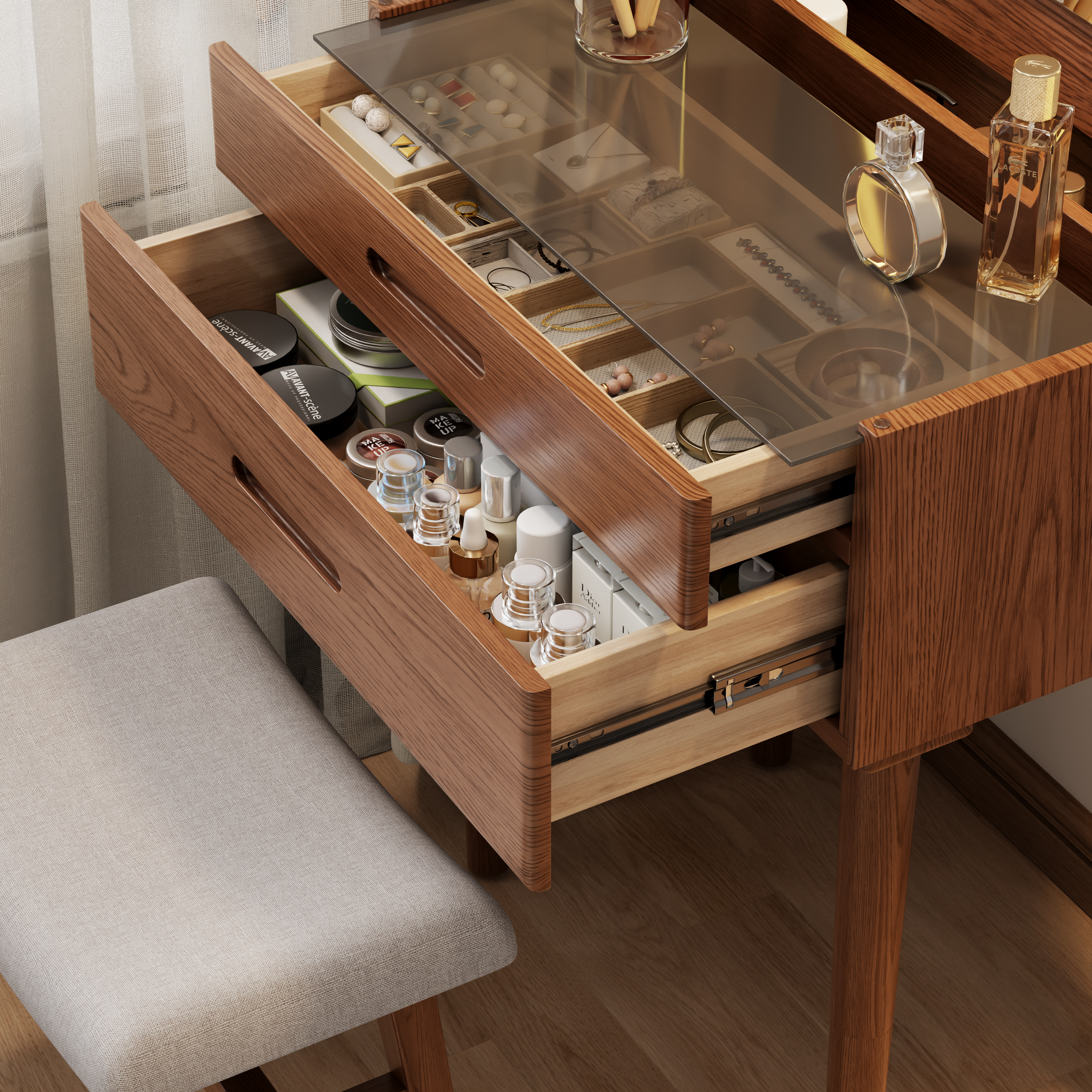 Vanity Desk with Mirror & Lights