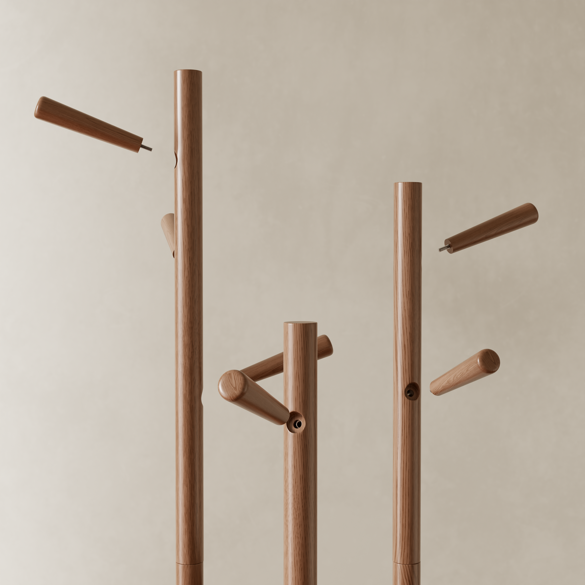 360° Rotating Solid Wood Coat Rack with Shelves