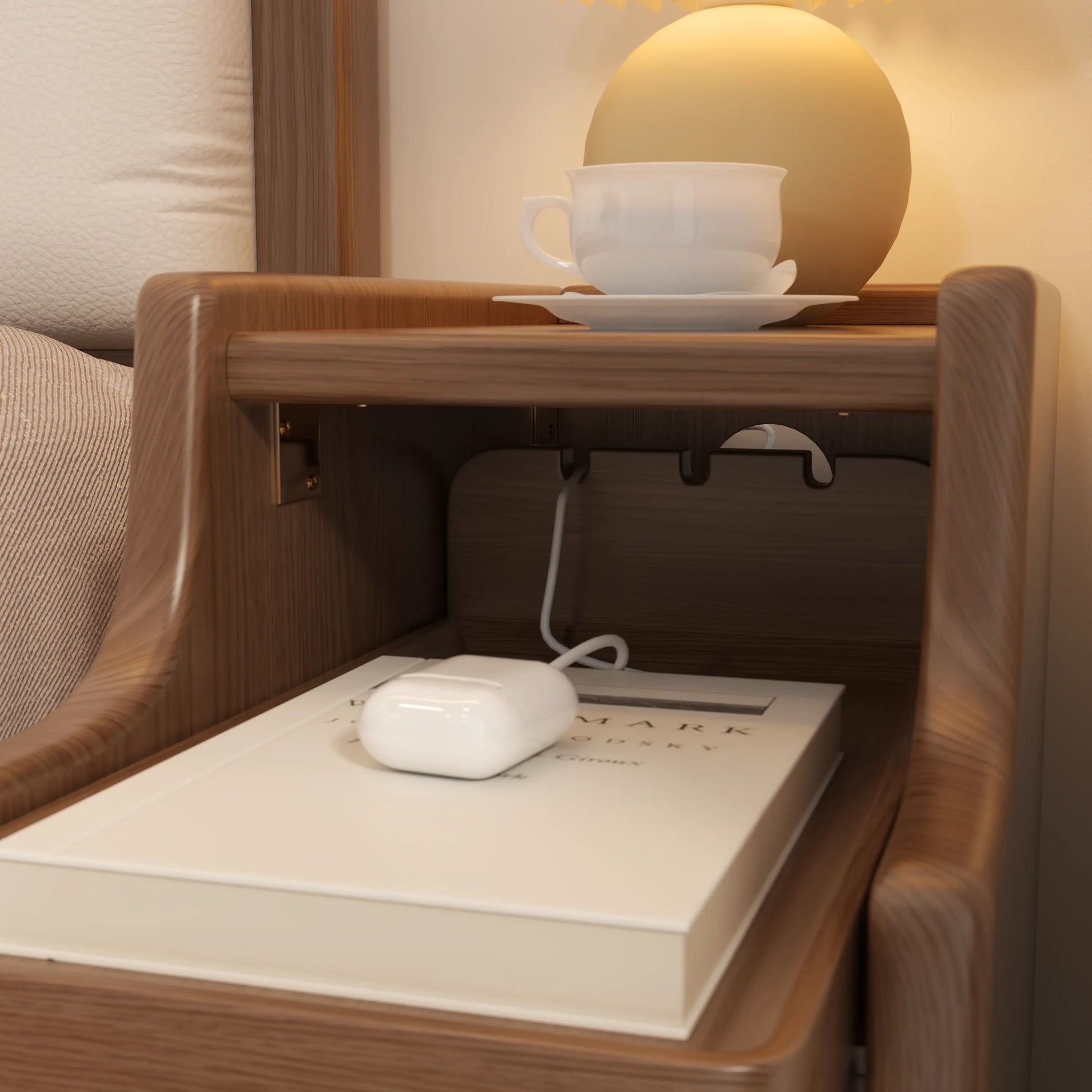Modern Nightstand Set of 2 - Narrow Bedside Tables with Drawer - iKaslandi