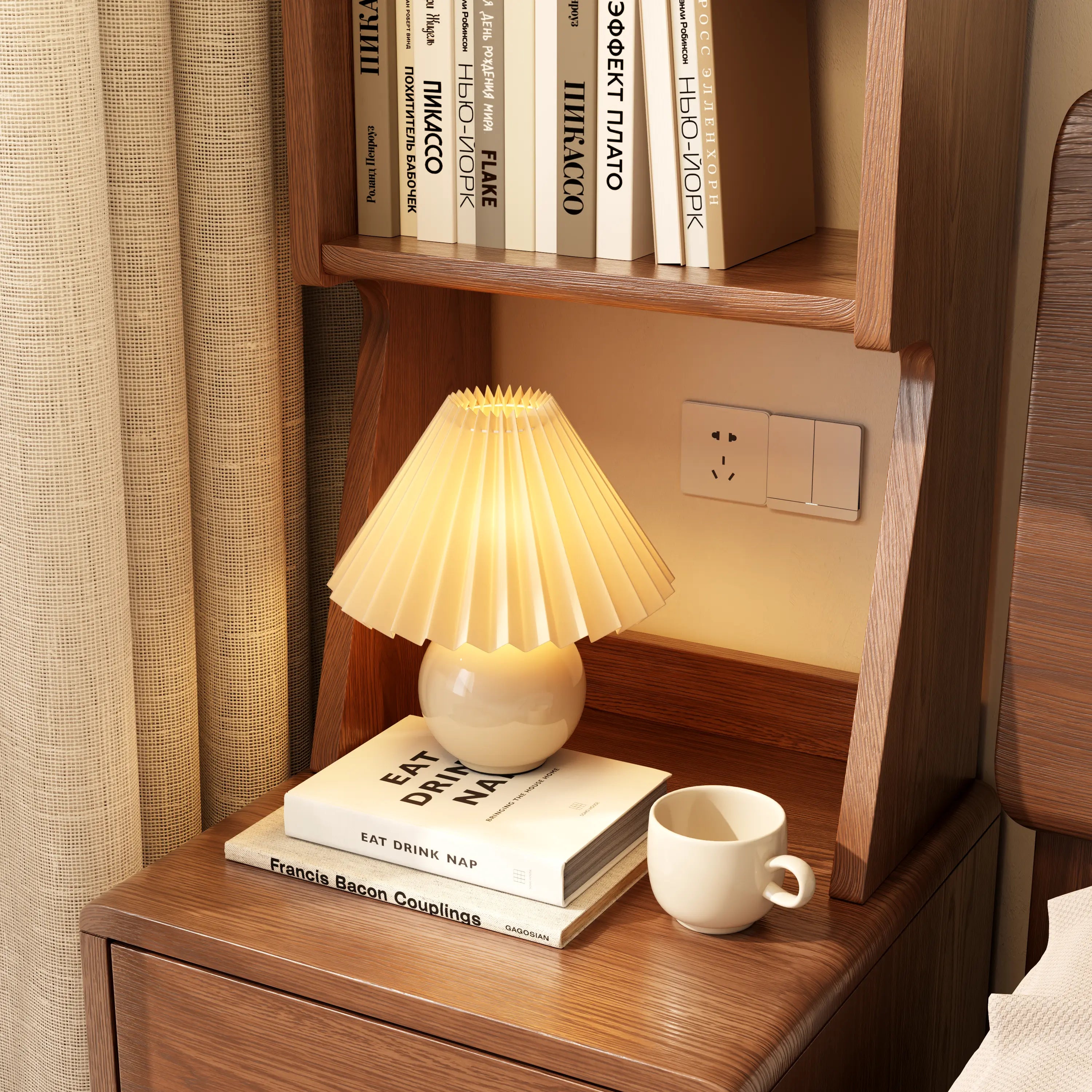 Solid Wood Nightstand with Bookshelf | 2 or 3 Drawer Bedside Table - Kaslandi Furniture