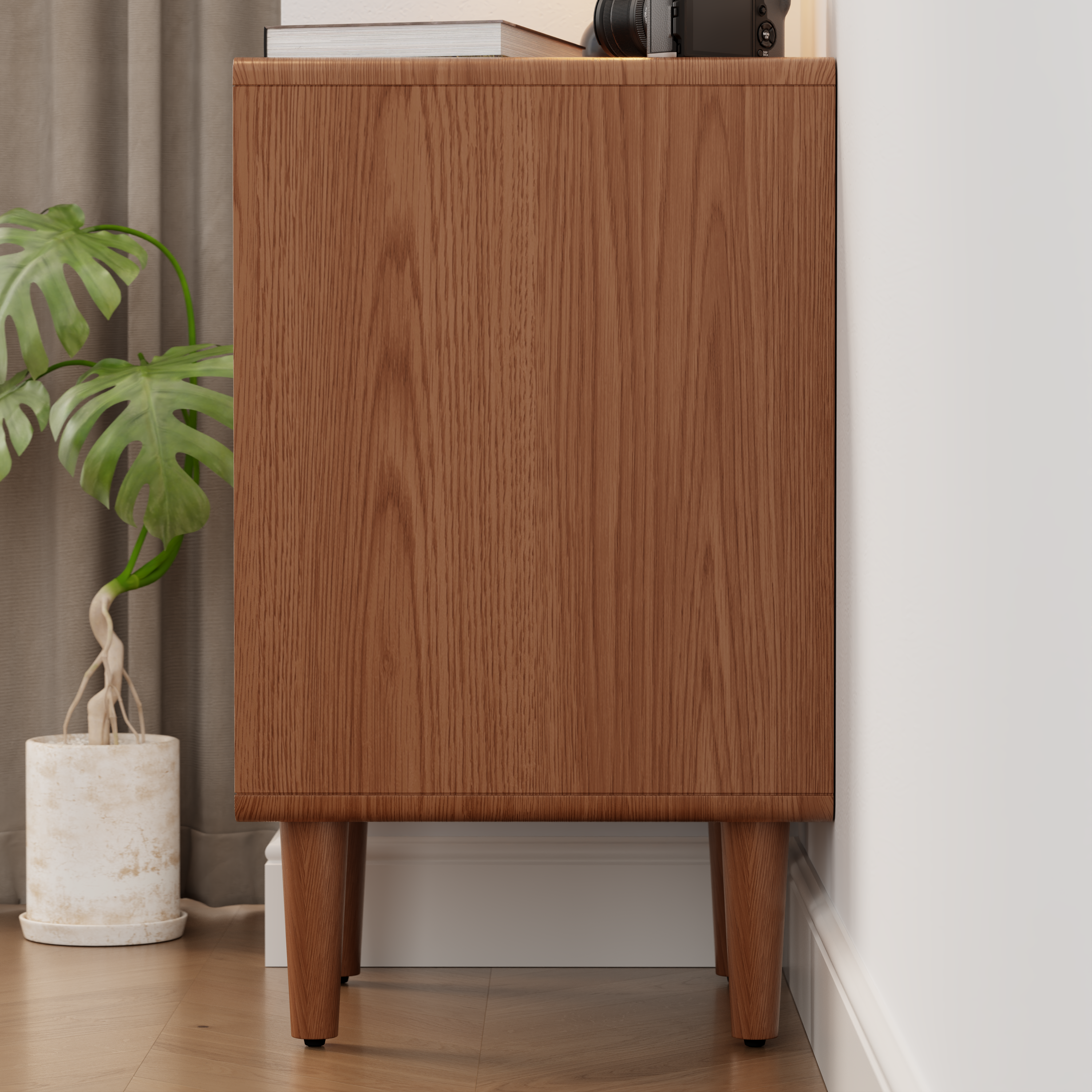 2 & 3 Drawer Solid Wood Nightstand – Mid-Century Modern Bedside Table