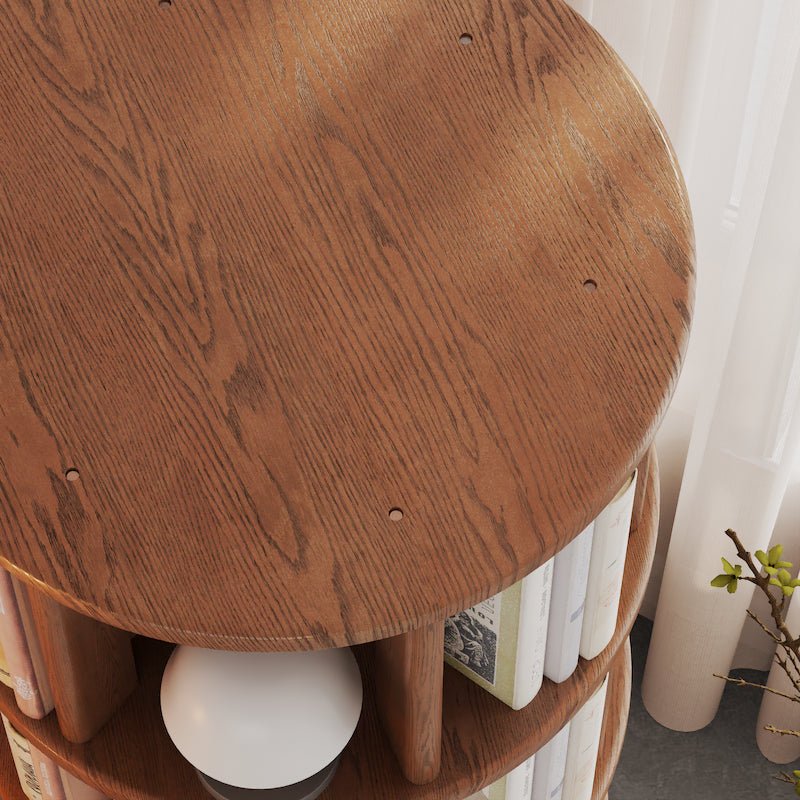 Rotating Round Bookshelf, Adjustable 1-6 Tiers – Space-Saving Storage Rack - iKaslandi