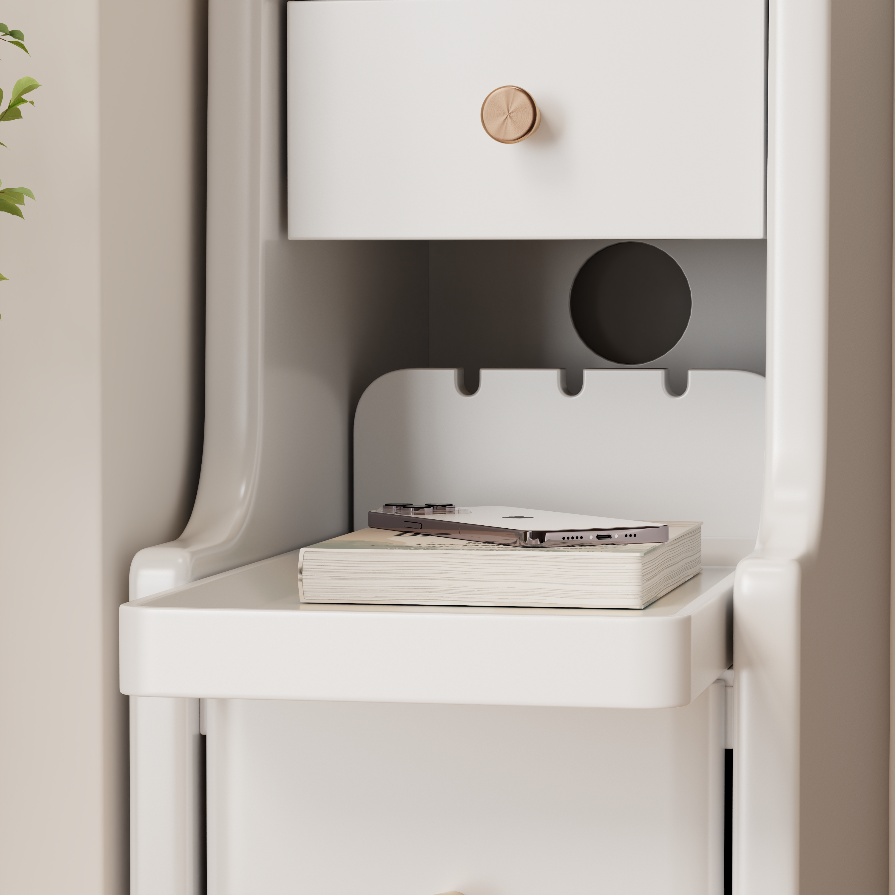 Solid Wood Minimalist Nightstand – 3 Drawers & Open Shelf, Classic Design