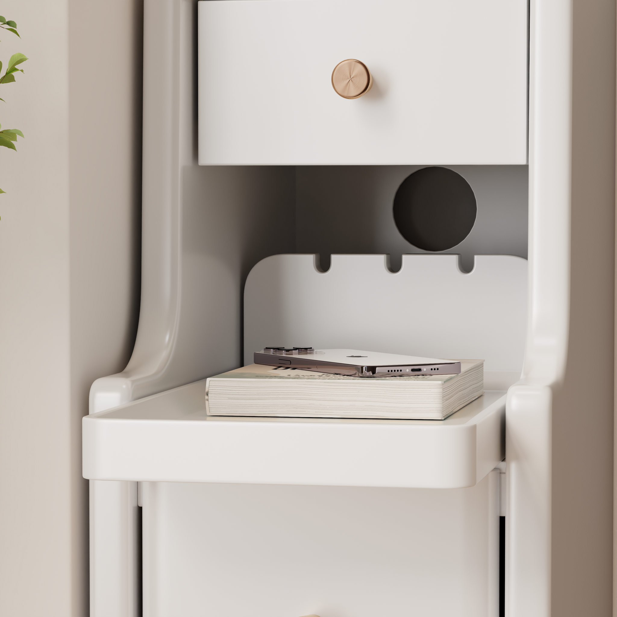 Solid Wood Minimalist Nightstand – 3 Drawers & Open Shelf, Classic Design