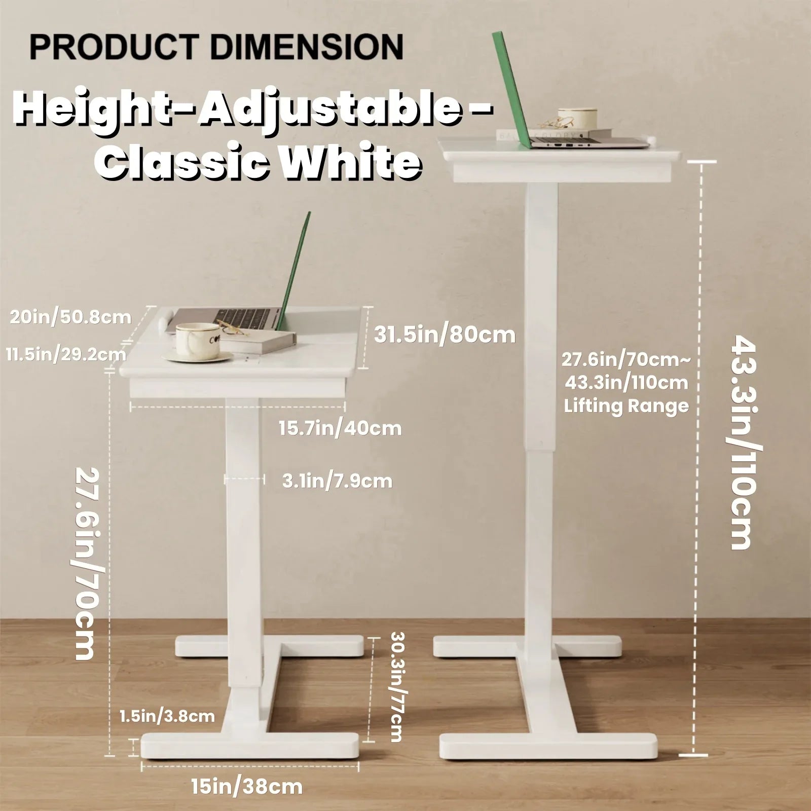 Adjustable Solid Wood Overbed Table - Kaslandi Furniture