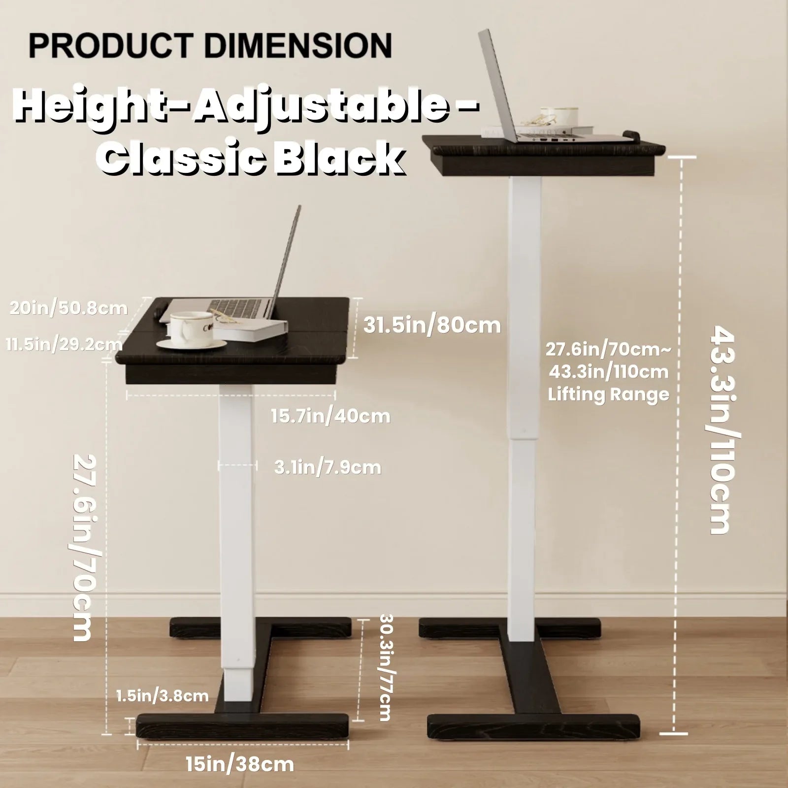 Adjustable Solid Wood Overbed Table - Kaslandi Furniture