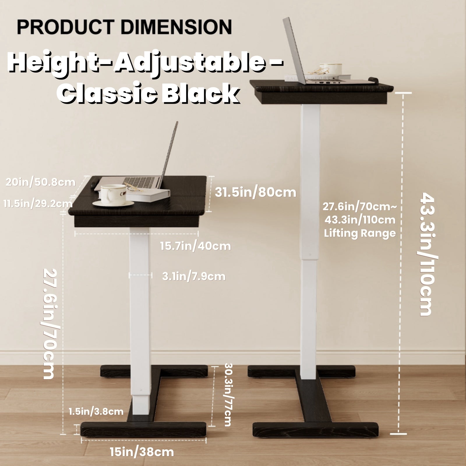 Adjustable Solid Wood Overbed Table