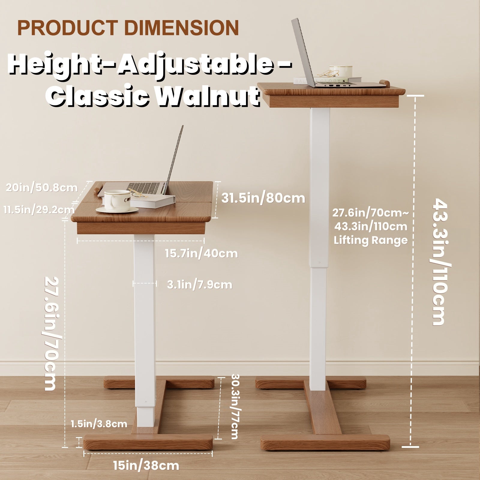 Adjustable Solid Wood Overbed Table