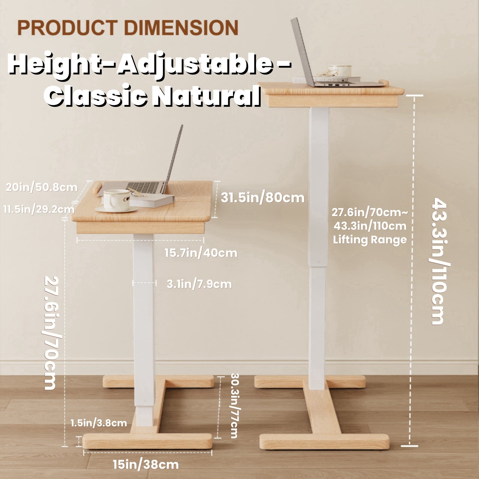 Adjustable Solid Wood Overbed Table