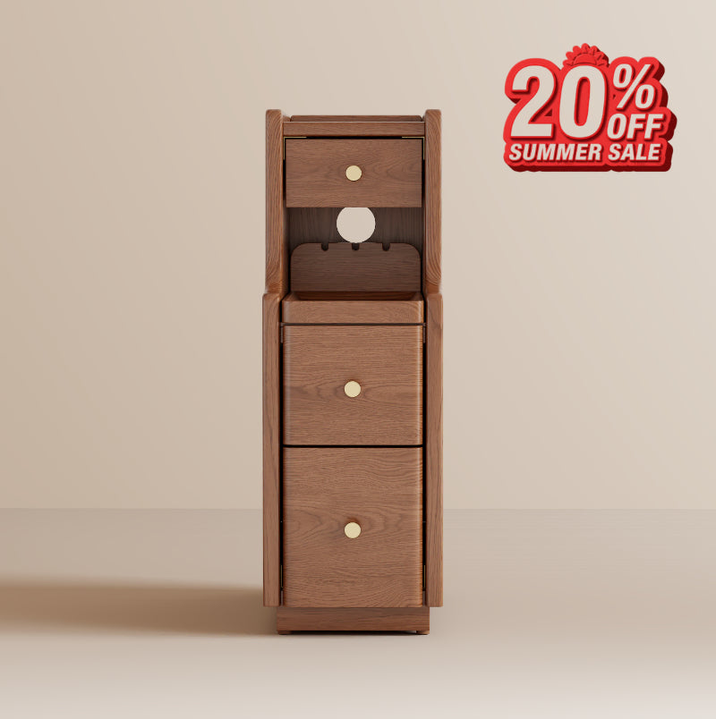 Solid Wood 3-Drawer Nightstand with Shelf