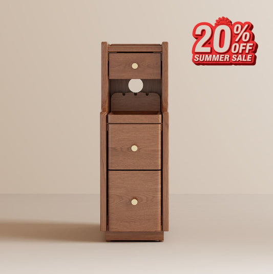 Solid Wood 3-Drawer Nightstand with Shelf - iKaslandi