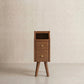 Solid wood classic minimalist nightstand with 2 drawers and an open shelf - iKaslandi