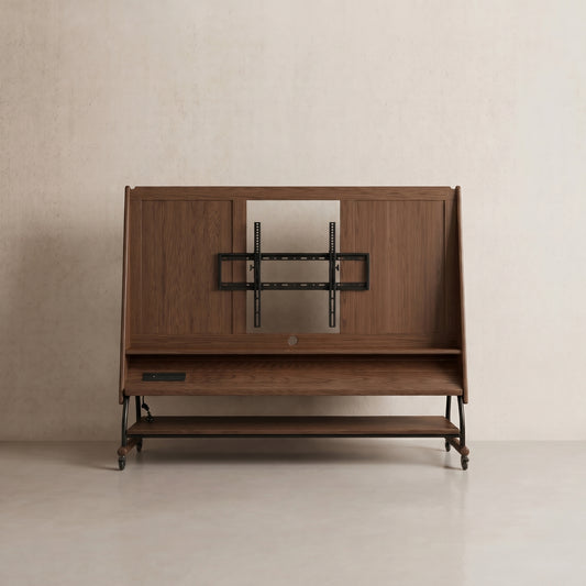 Rolling TV Stand for 40-65 Inch TV | Wood TV Cart - iKaslandi