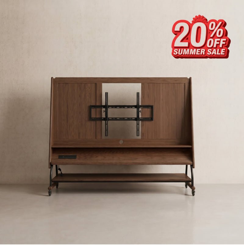 Rolling TV Stand for 40-65 Inch TV | Wood TV Cart - iKaslandi
