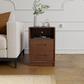 Solid Wood Nightstand with 2 Drawers & Open Shelf