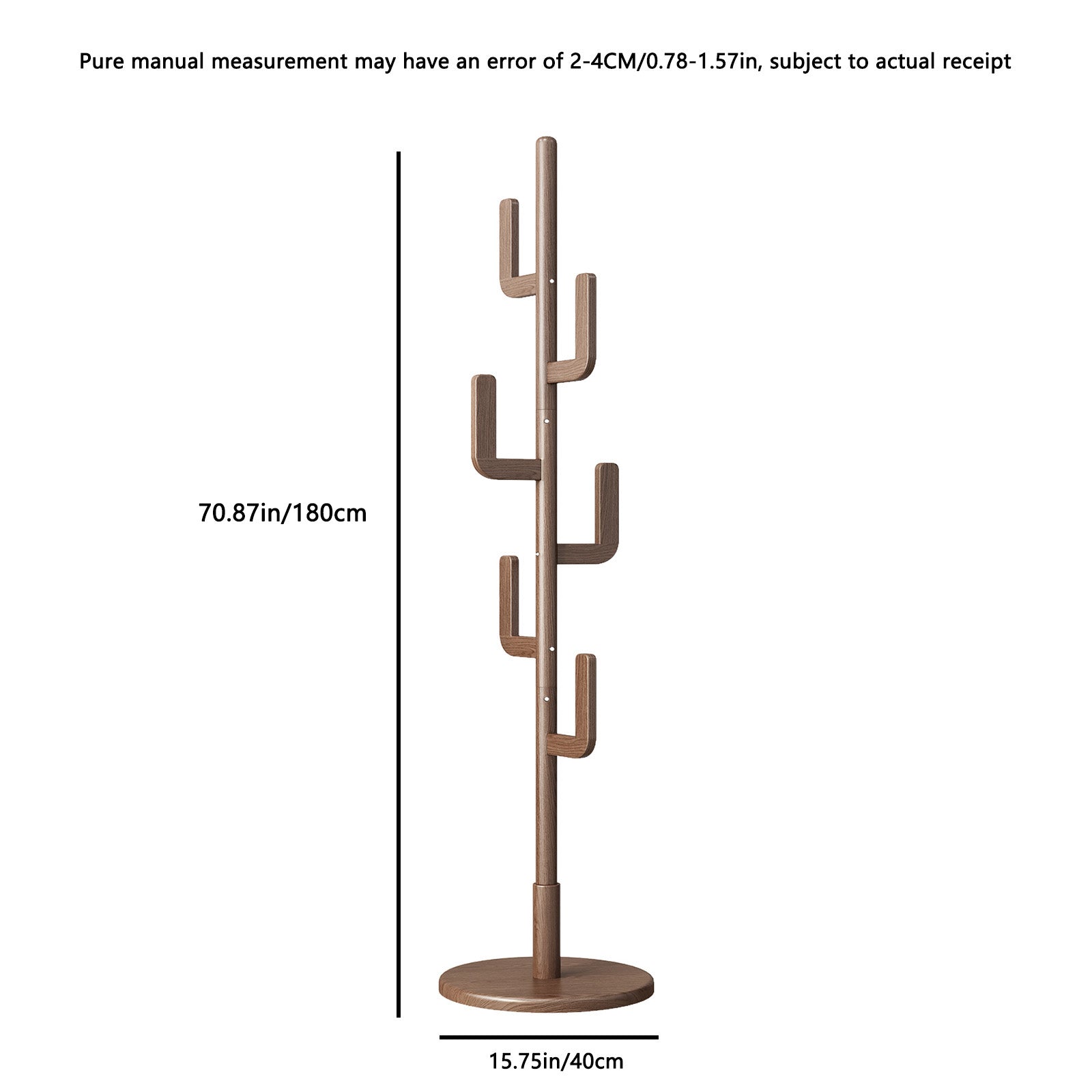 Solid Wood Cactus Coat Rack Stand – Modern Freestanding Coat Tree - Kaslandi Furniture