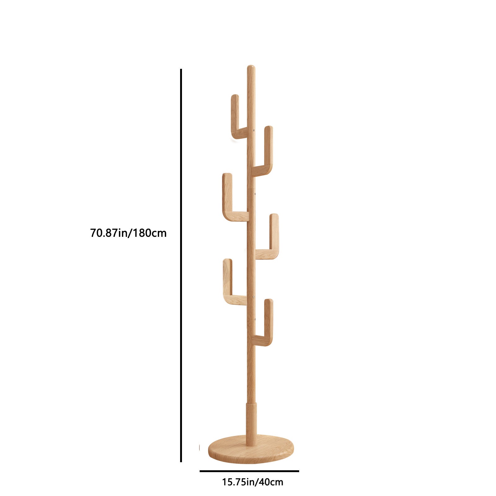 Solid Wood Cactus Coat Rack Stand – Modern Freestanding Coat Tree - Kaslandi Furniture