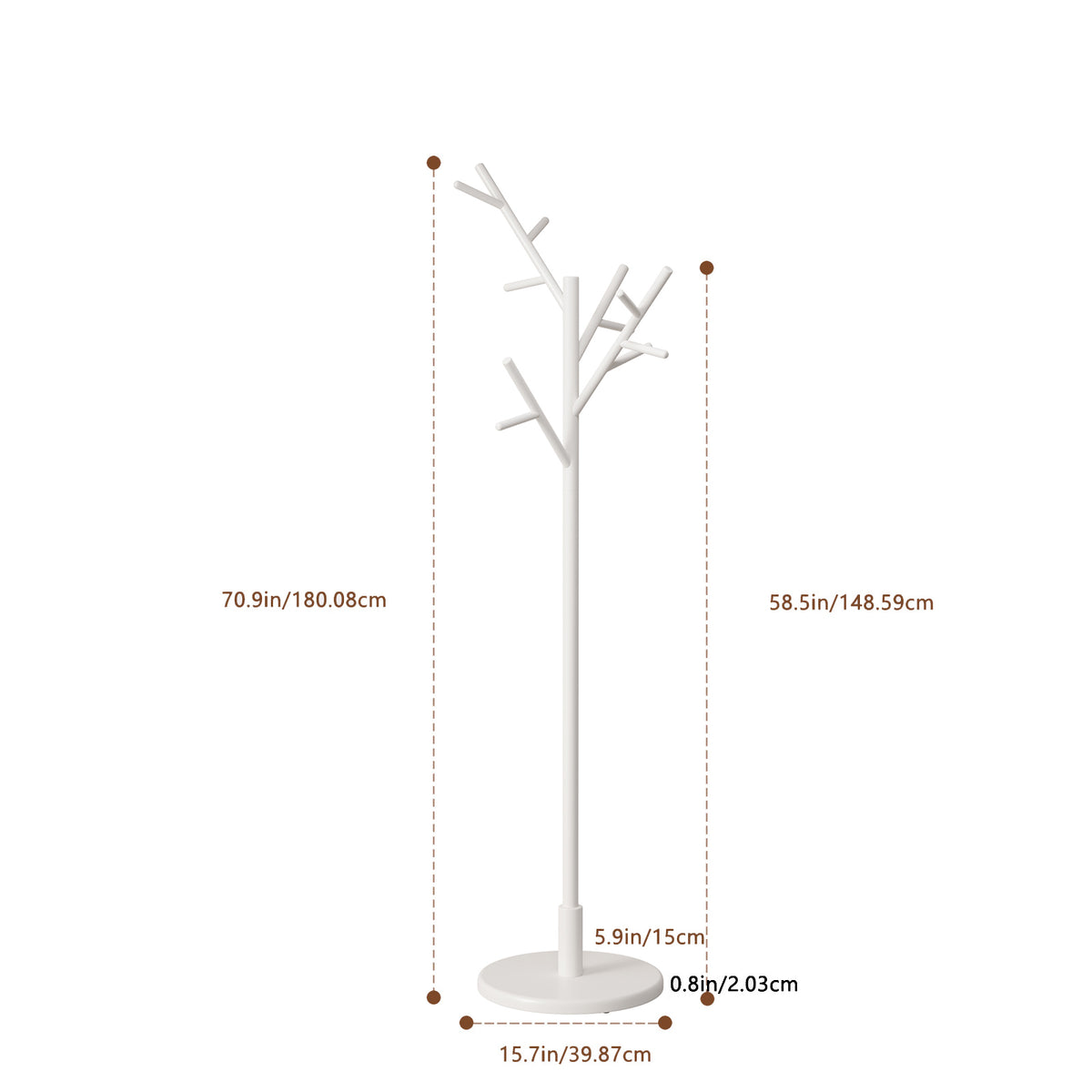 Solid Wood Freestanding Coat Rack with 12 Hooks - Kaslandi Furniture