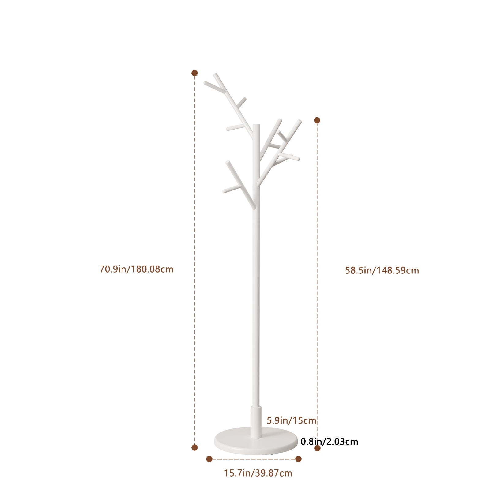Solid Wood Freestanding Coat Rack with 12 Hooks - Kaslandi Furniture