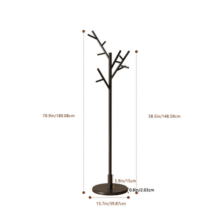 Solid Wood Freestanding Coat Rack with 12 Hooks - Kaslandi Furniture