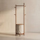 Solid Wood Coat Rack Stand with Laundry Hamper & Storage Shelf - iKaslandi