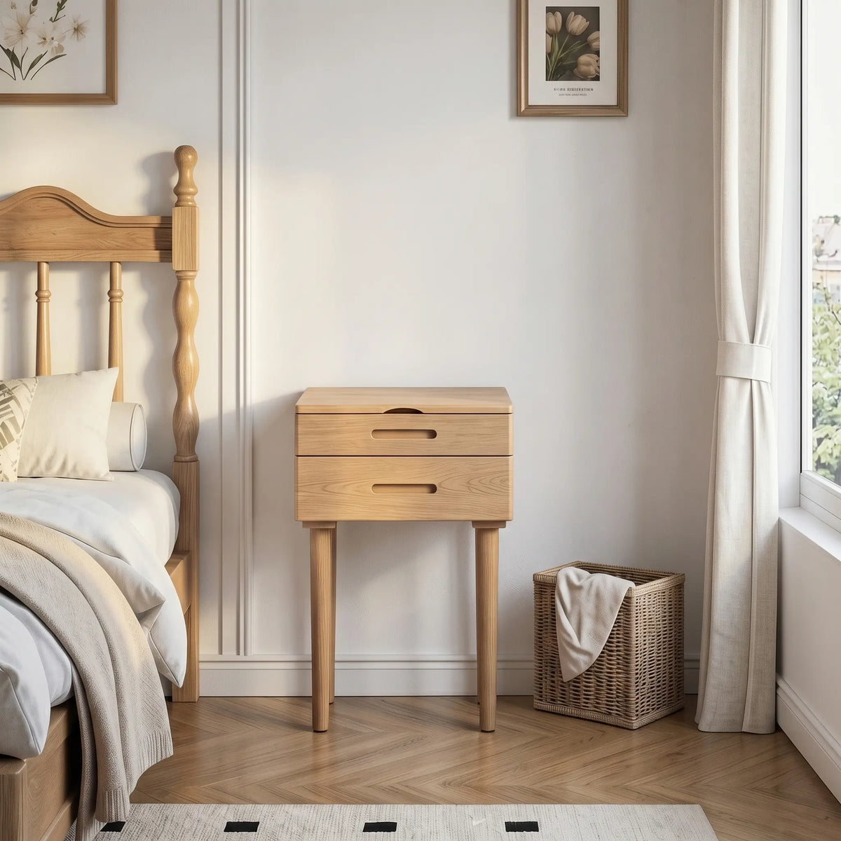 Small Solid Wood Vanity Desk with Flip-Top Lighted Mirror | 20"–24" W - iKaslandi