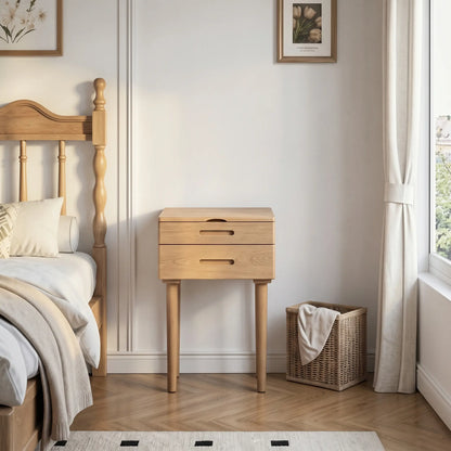 Natural vanity desk with raised mirror and stool