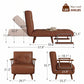 Convertible Folding Accent Chair | Solid Wood & Faux Leather Sleeper