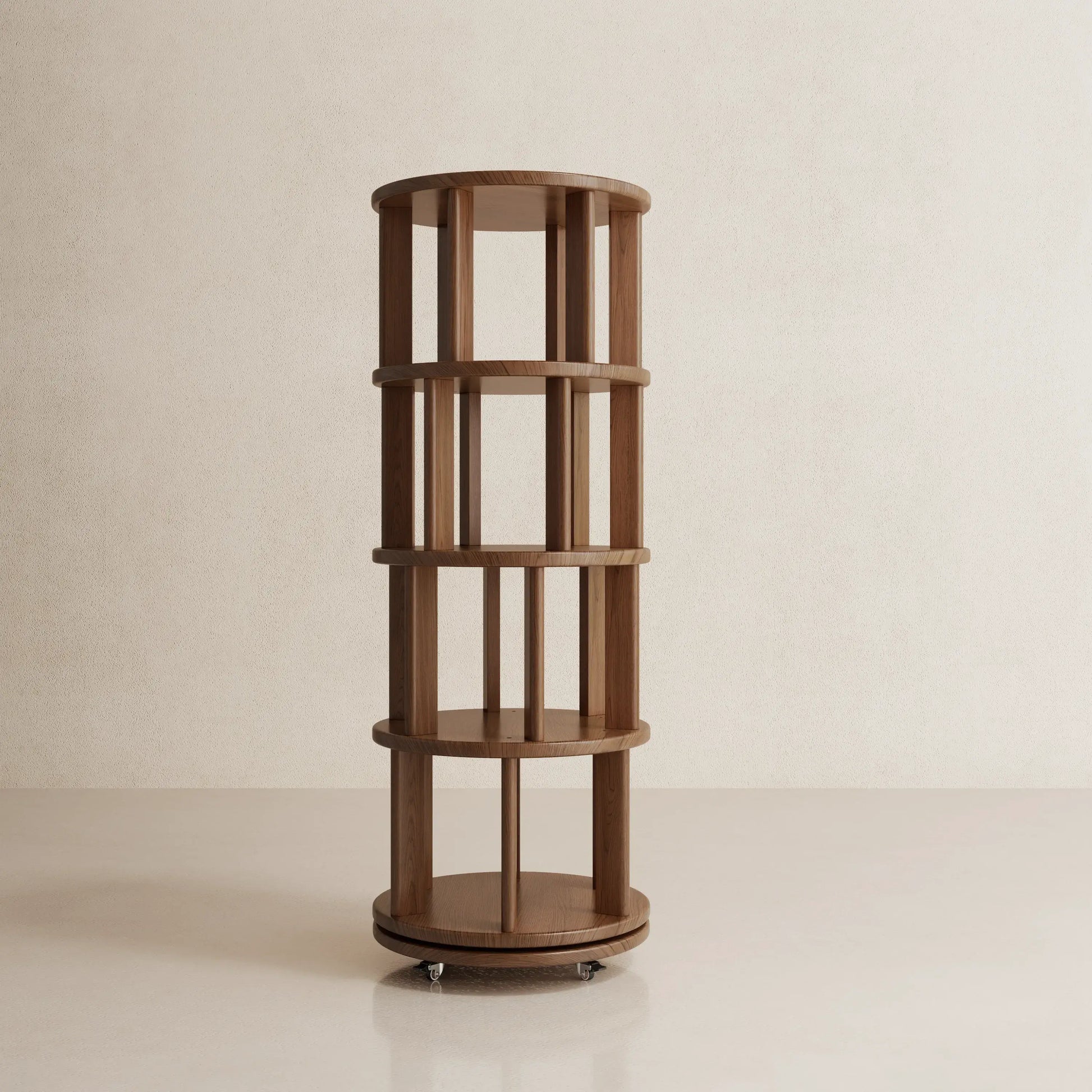 Rotating Round Bookshelf, Adjustable 1 - 6 Tiers – Space - Saving Storage Rack - iKaslandi