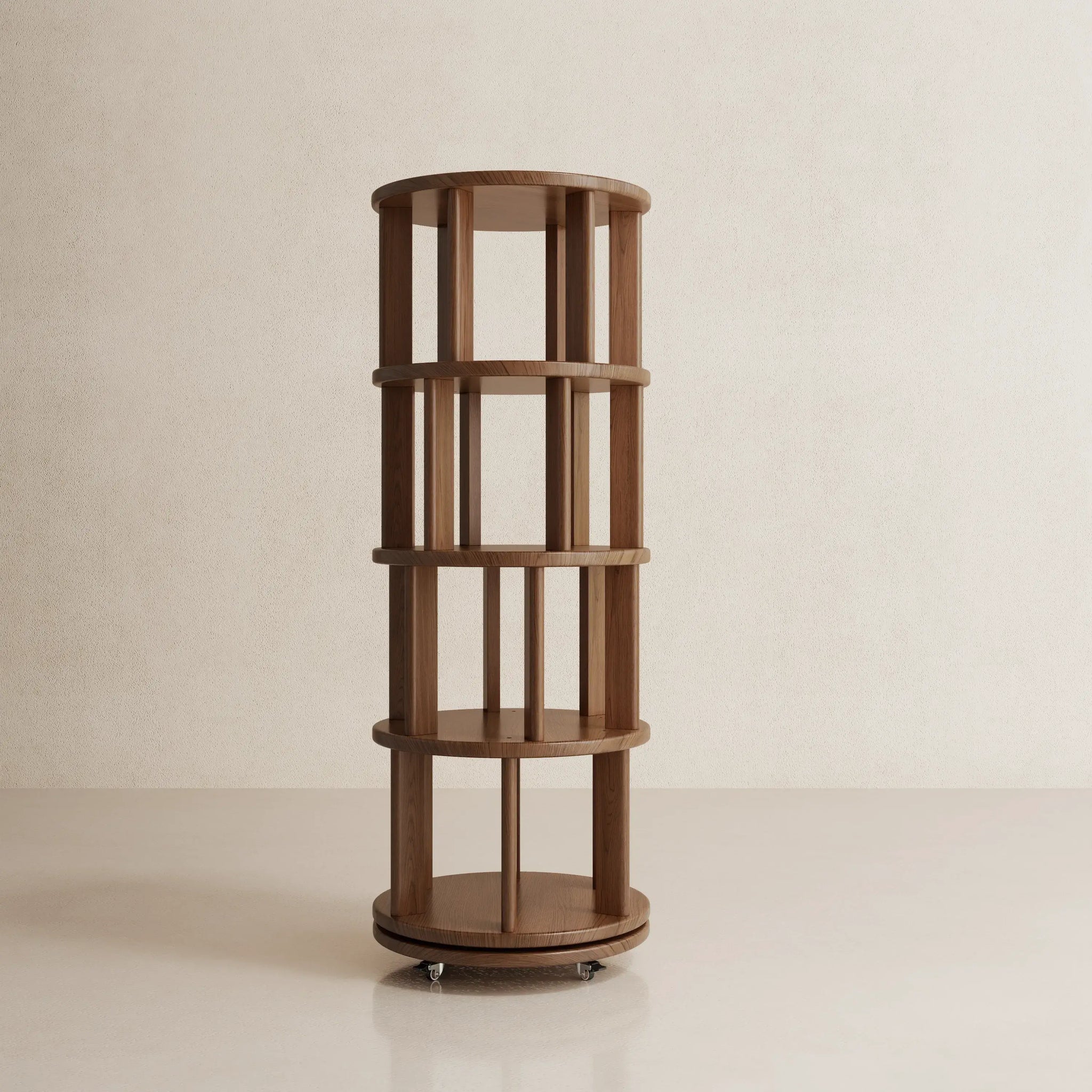 Rotating Round Bookshelf, Adjustable 1 - 6 Tiers – Space - Saving Storage Rack - iKaslandi