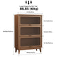 3 - Tier Solid Wood Bookcase with Flip - Up Glass Doors - Kaslandi Furniture