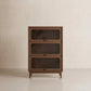 3-Tier Solid Wood Bookcase with Flip-Up Glass Doors - iKaslandi