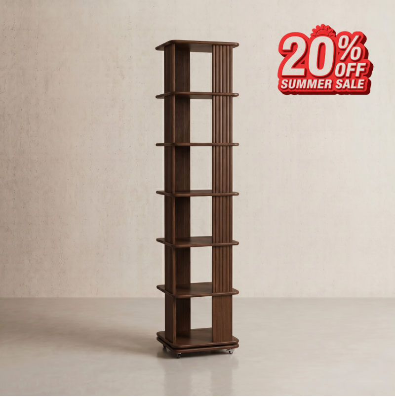 Movable & 360° Rotating Square Bookshelf Tower