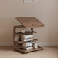 Solid Wood C - Shaped Table for Couch with 3 - Tier Storage - Kaslandi Furniture