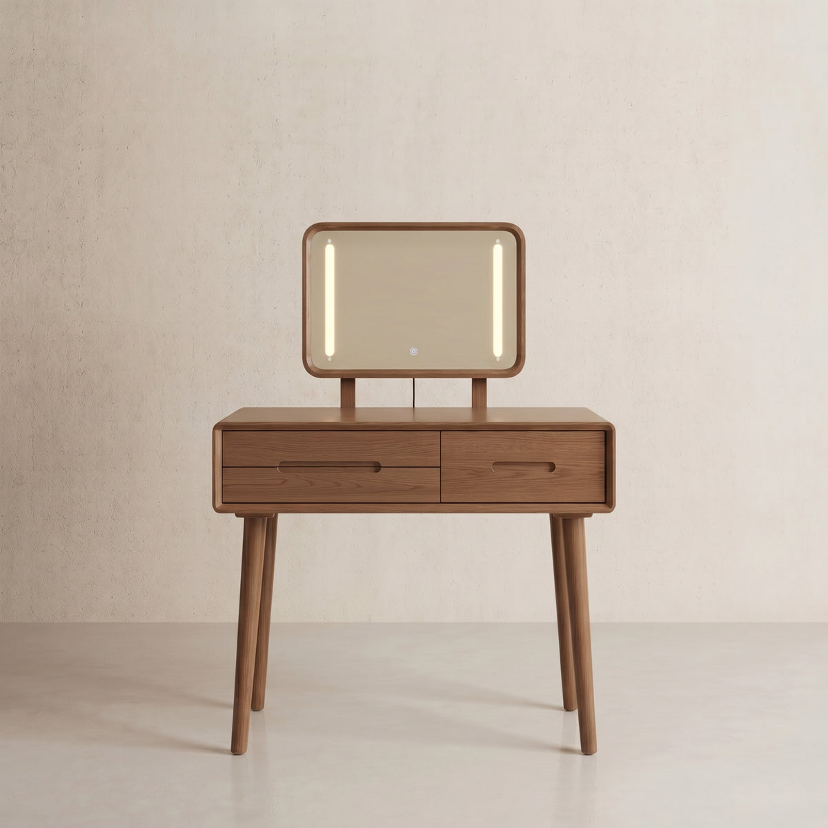 Solid Wood Vanity Desk with Detachable Lighted Mirror | Converts to Writing Desk - iKaslandi