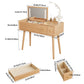 Solid Wood Makeup Vanity with Mirror & Lights (3 - 4 Drawers) - Kaslandi Furniture