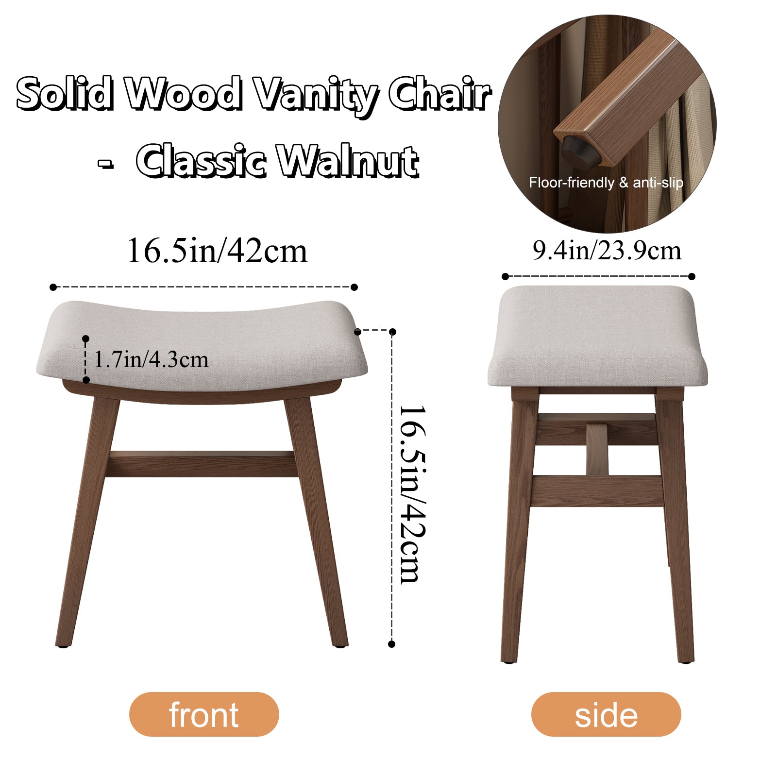 Vanity Stool with Soft Saddle Cushion