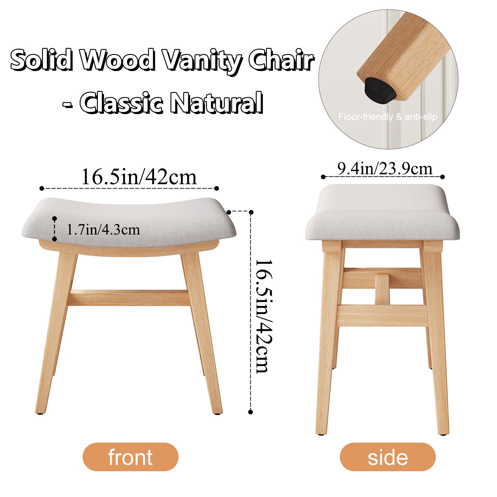 Vanity Stool with Soft Saddle Cushion