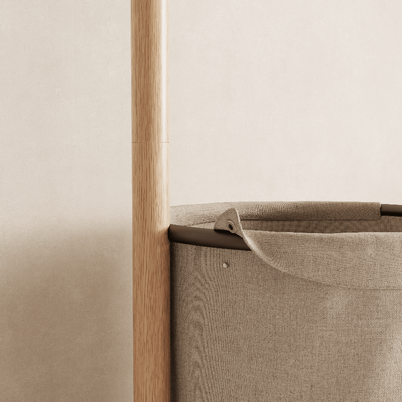 Solid Wood Coat Rack Stand with Laundry Hamper & Storage Shelf - Kaslandi Furniture